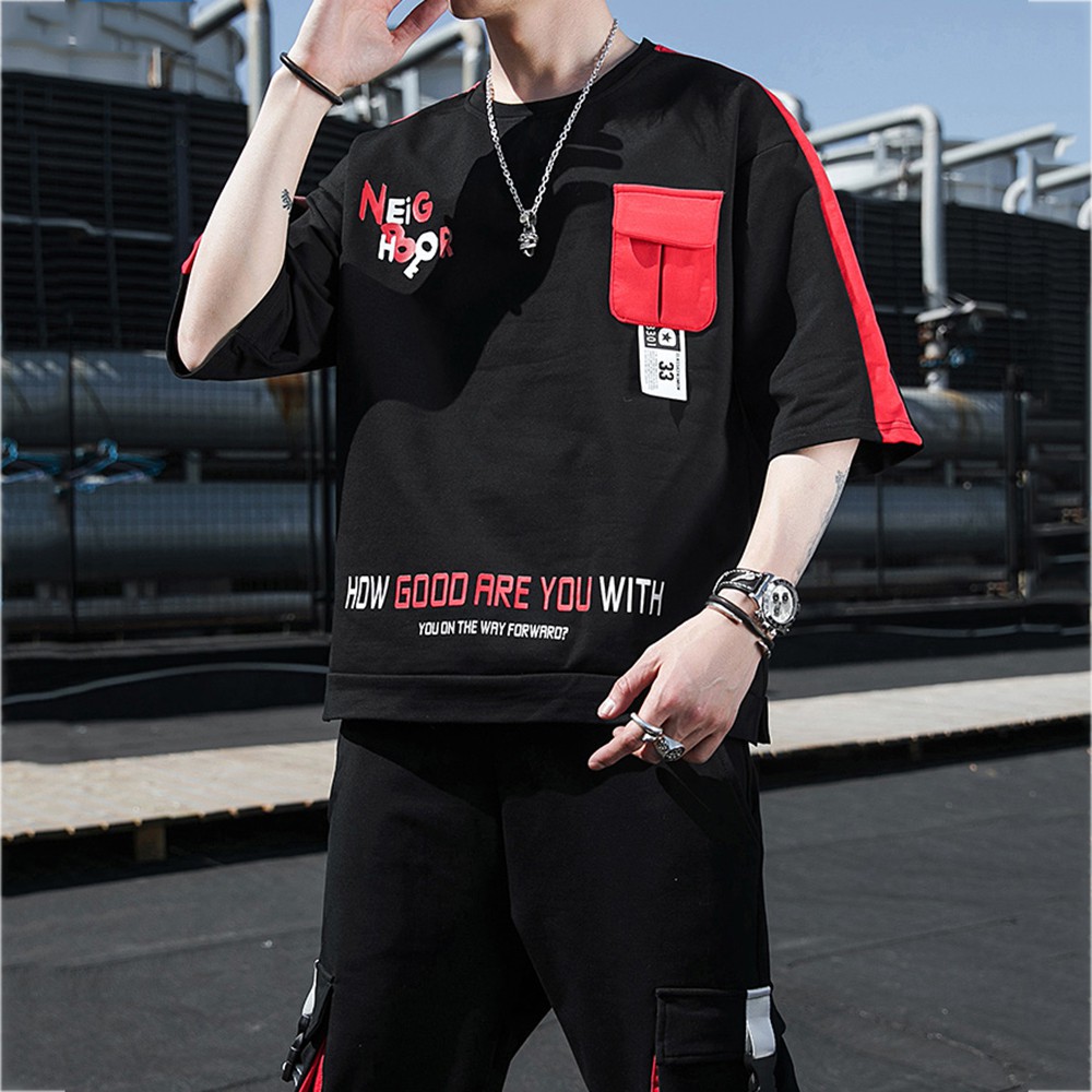 Bộ Đồ Thun Nam Thể Thao Ngắn Tay In Họa Tiết NEIGHBOR Kết Hợp Quần Jogger Túi Hộp Phối Dây SET NAM 90000106C2 | BigBuy360 - bigbuy360.vn