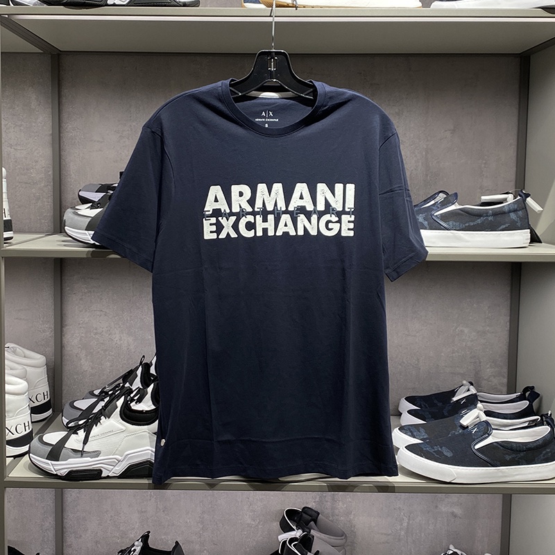Áo Thun Tay Ngắn Cổ Tròn In Logo Armani Exchange / AX Thời Trang Xuân Hè Cho Nam