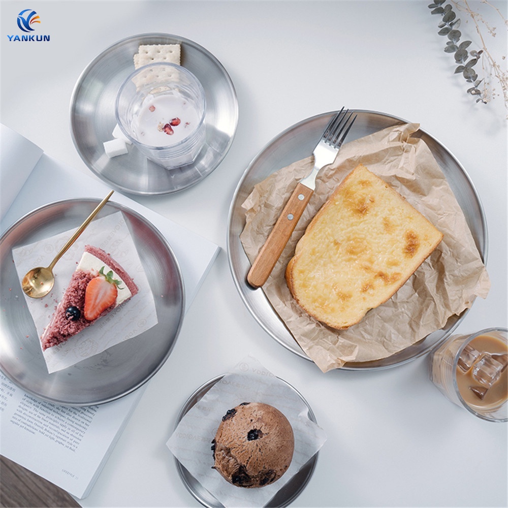 Đĩa tròn đựng bánh / trái cây đa năng bằng thép không gỉ nhiều kích cỡ tùy chọn