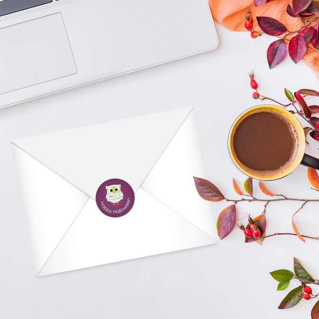 Cuộn 500 Nhãn Dán Trang Trí Túi Kẹo Phong Cách Halloween