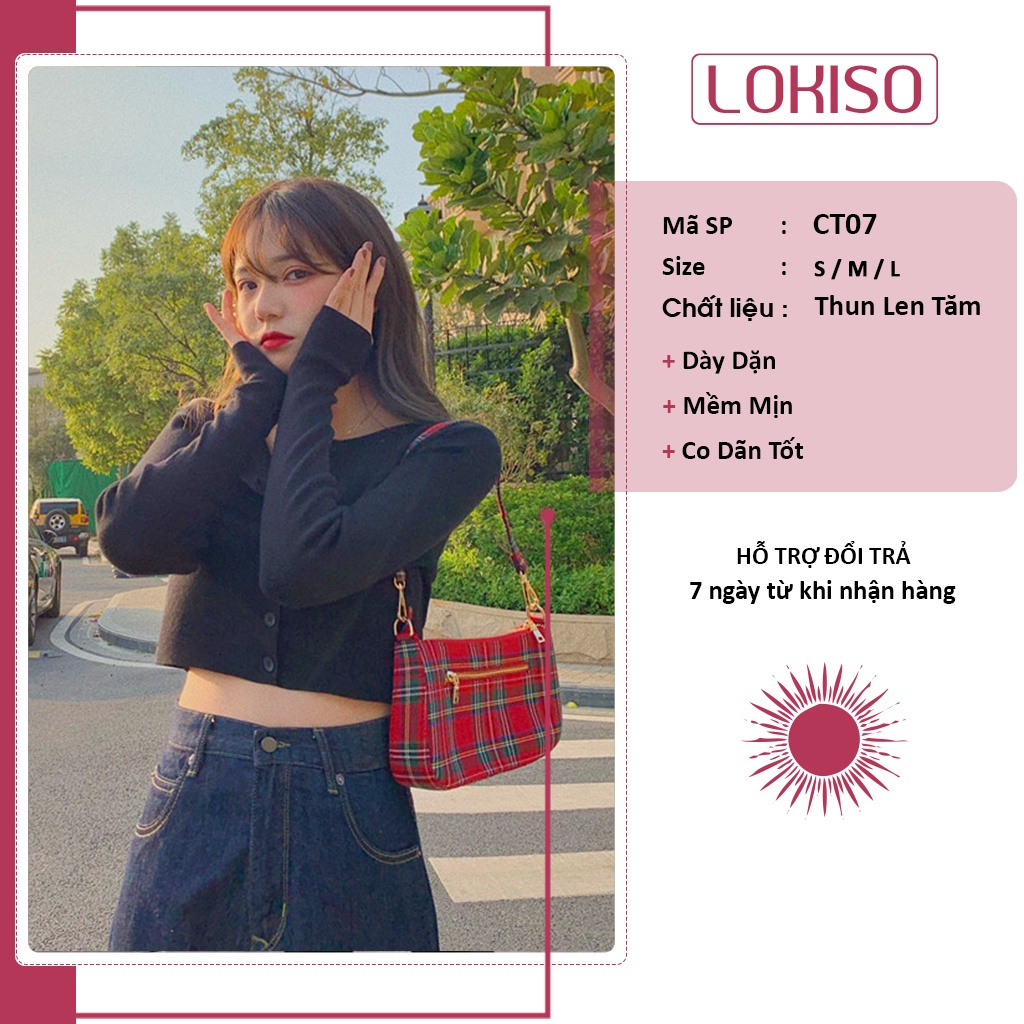 Áo croptop thun len tăm dài tay form rộng cổ V bigsize ulzzang LOKISO. Chất liệu len thoáng mát và mềm mại