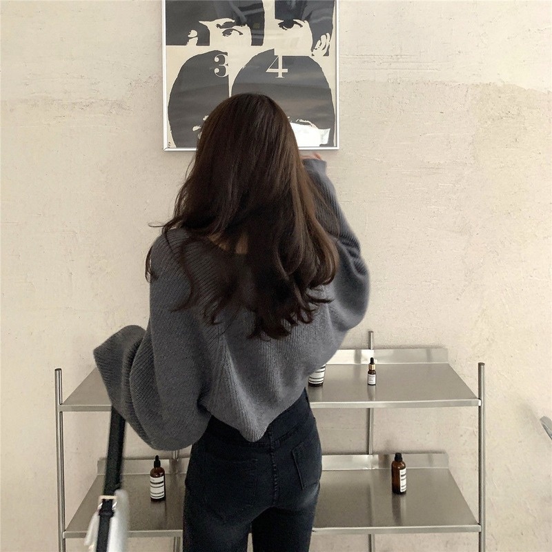 Áo khoác Cardigan dệt kim tay dài dáng rộng thời trang mùa thu cho nữ