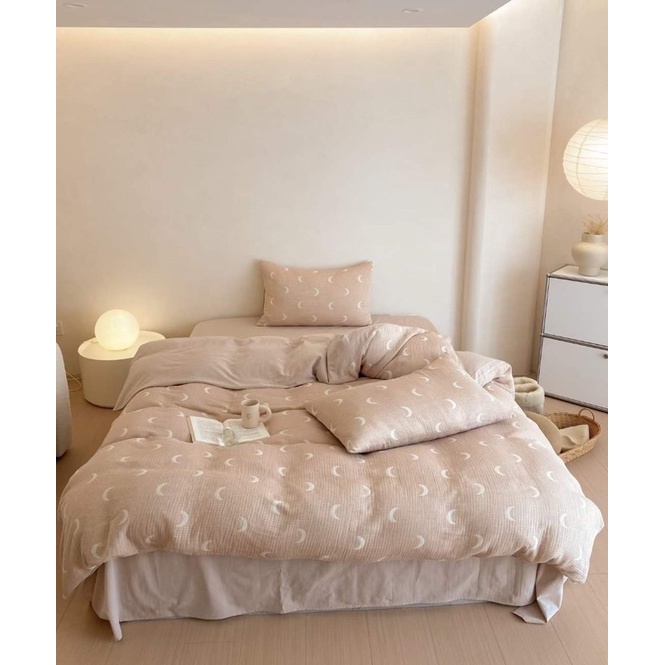 Bộ chăn ga gối Đũi Linen Hàn quốc vintage