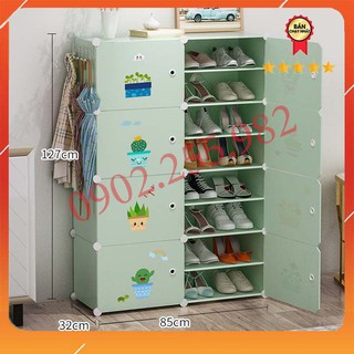 [MẪU ĐỘC] XƯỞNG TỦ NHỰA ĐỂ GIÀY DÉP GIÁ RẺ 16 Ô (chia ô) THÂN CỐM CỬA HỌA TIẾT TỰ CHỌN TẶNG 2 MÓC TREO TRỊ GIÁ 40K