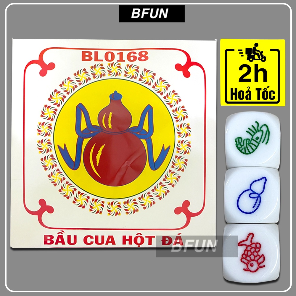 Bộ Bầu Cua HỘT ĐÁ / NHỰA (HỘT LỚN) Cao Cấp - Bầu Cua Tôm Cá, Xúc Xắc Đá - Boardgame Đồ Chơi Trẻ Em BFUN