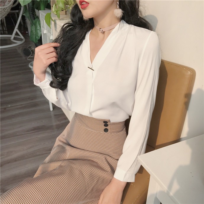 ÁO SƠ MI CỔ V ULZZANG | BigBuy360 - bigbuy360.vn