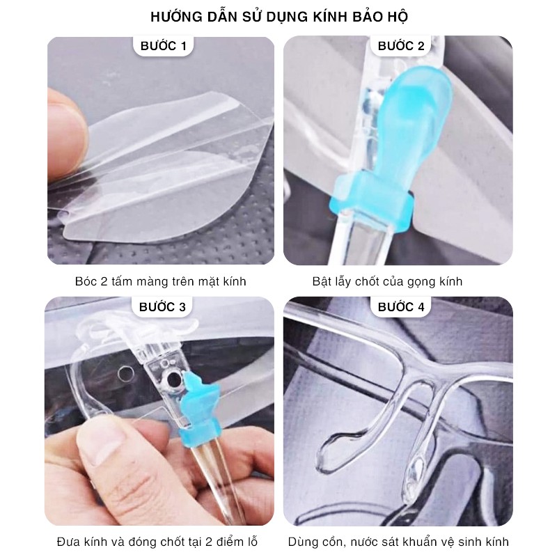 Kính Bảo Hộ Y Tế Trong Xuốt UNIFUN Tấm Chắn Kính Chống giọt Bắn mã TF5 Phòng dịch có thể đeo bên ngoài khẩu trang đẹ