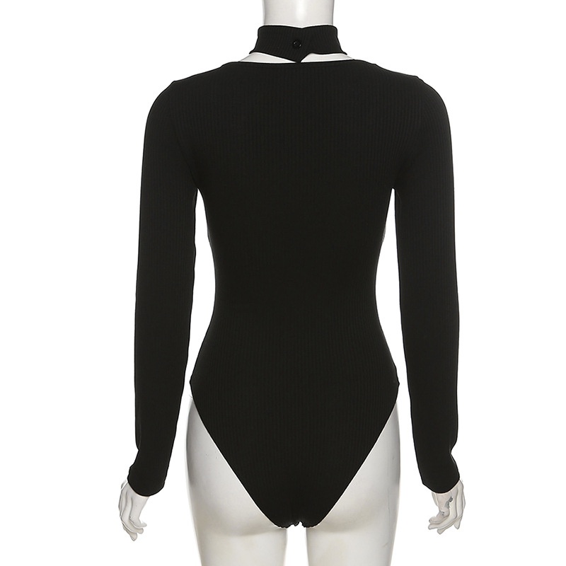 Jumpsuit Tay Dài Phối Lưới Thiết Kế Cổ Chữ U Quyến Rũ