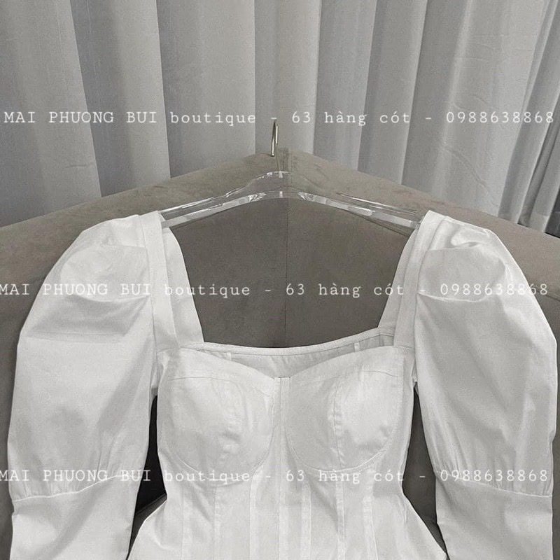 [ẢNH THẬT] Áo Tiểu Thư Tay Bồng Nâng Ngực Chất Tơ Lụa Công Sở Cổ Vuông Hàn Quốc