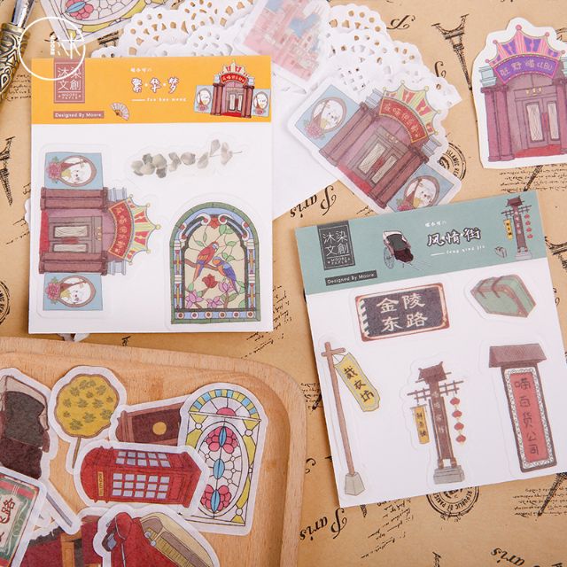 Túi 40 hình dán sticker mèo sang chảnh phong cách cổ điển