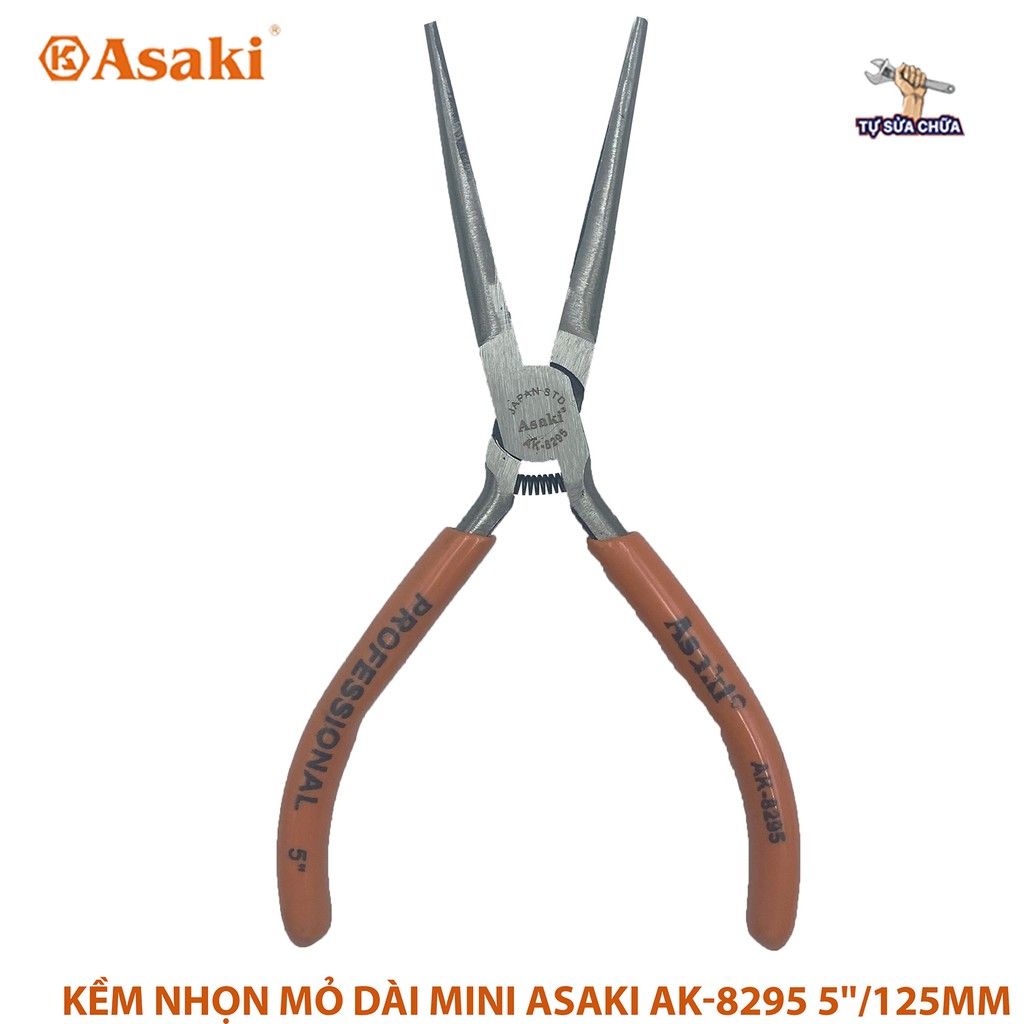 Kềm Kìm nhọn mỏ dài mini Asaki AK-8295 5 inch 125mm