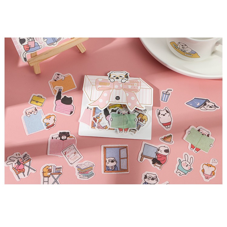 Túi 40 hình dán ngộ nghĩnh sticker đựng túi xinh