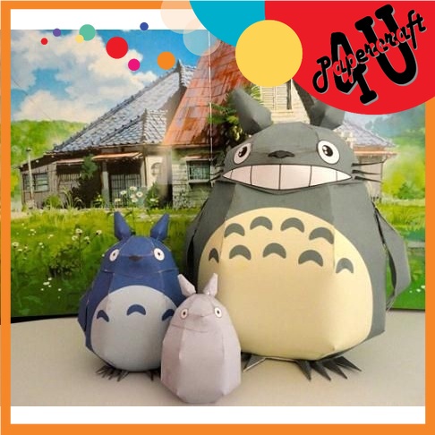 Mô hình giấy 3D nhận vật anime Ghibli: Bộ 3 Totoro