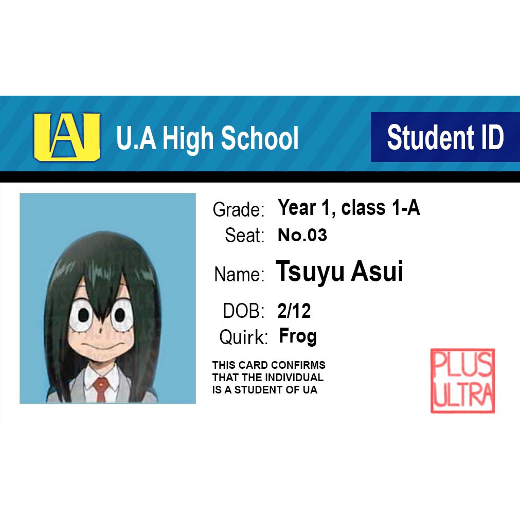 THẺ HỌC VIỆN SIÊU ANH HÙNG HERO ACADEMIA HANDMADE