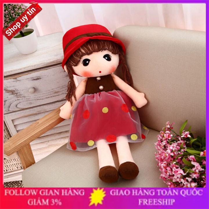Búp bê cô gái 45cm váy hoa cúc màu xanh