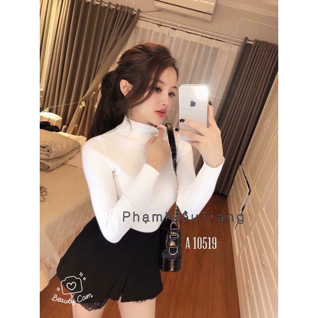 Áo len gân cổ 3 phân siêu mềm, mát