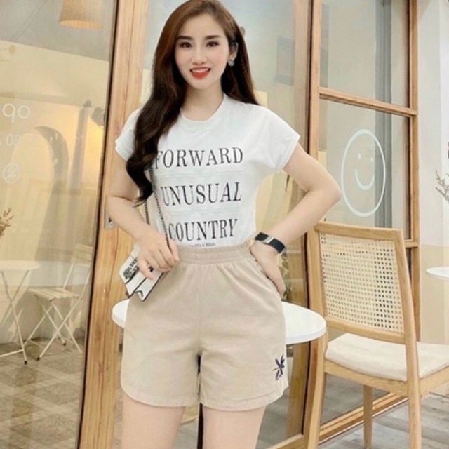 Quần Short Đũi Nhật Chun thêu hoa