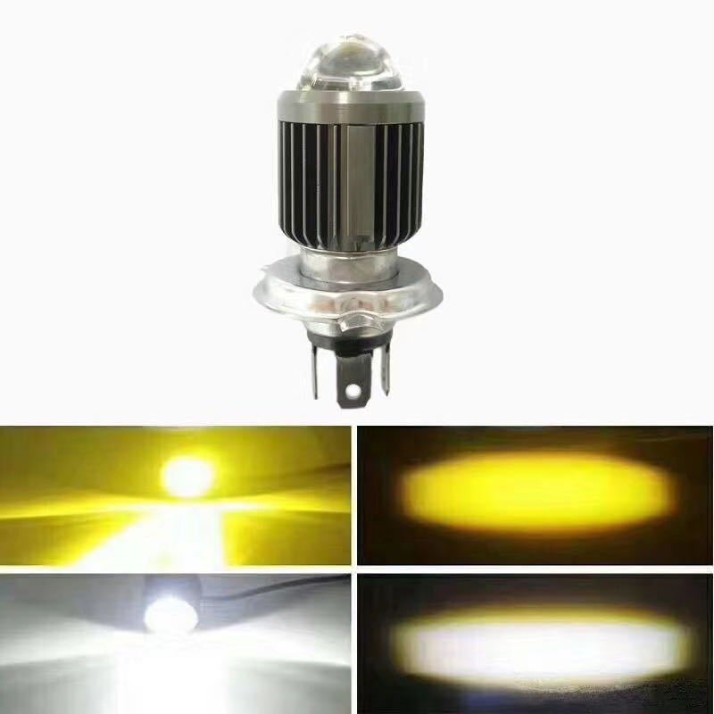 Đèn led H4 gắn xe máy - xe hơi -ánh sáng cos vàng pha trắng