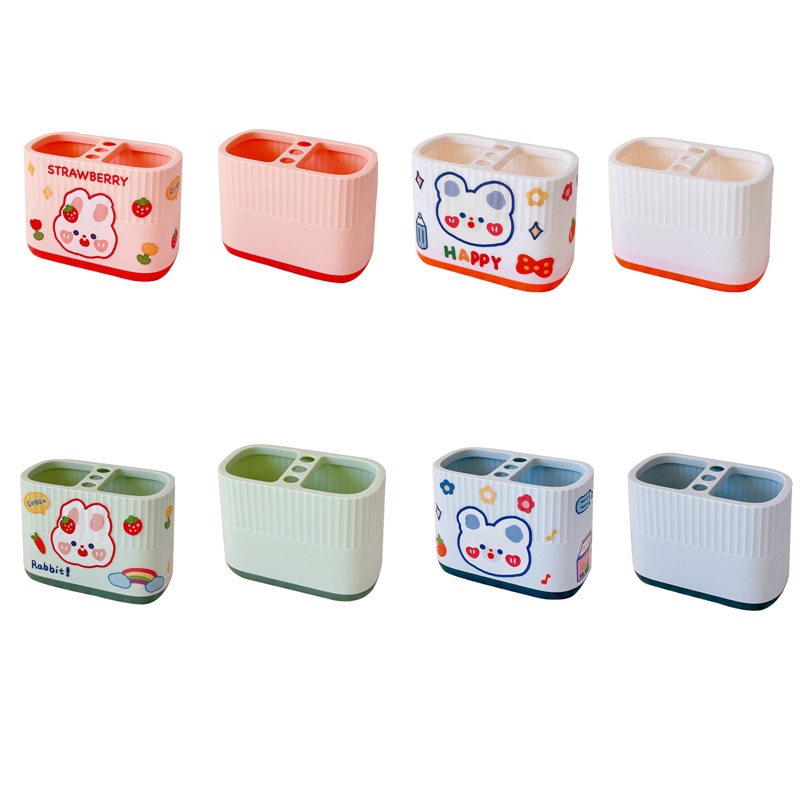 Lọ Đựng Bút / Cọ Trang Điểm Bằng Nhựa Họa Tiết Hoa Dễ Thương Sáng Tạo