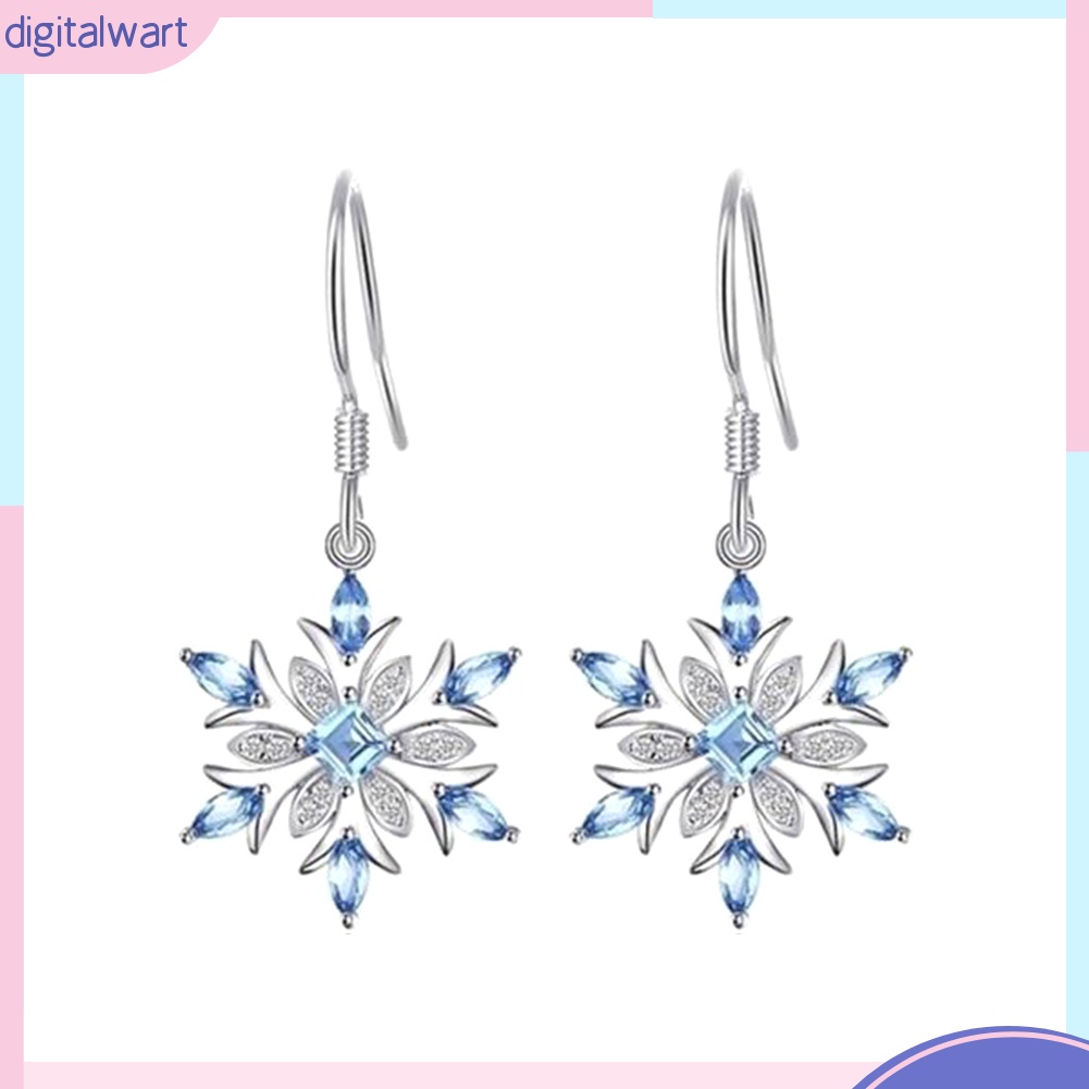 Đôi Bông Tai Dáng Dài Hình Hoa Tuyết Đính Đá Thời Trang Cho Nữ
