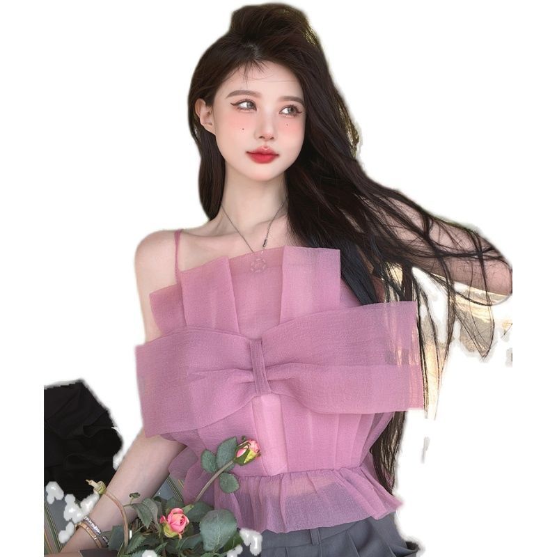 Áo Hai Dây Đính Nơ Quyến Rũ Hợp Thời Trang Cho Nữ