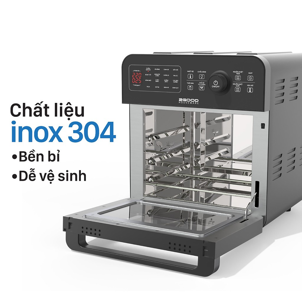 Nồi chiên không dầu 2GOOD Vortex S19/ S20 cho gia đình 4-6 người chất liệu inox 304 chống gỉ đa chức năng - ZOZI