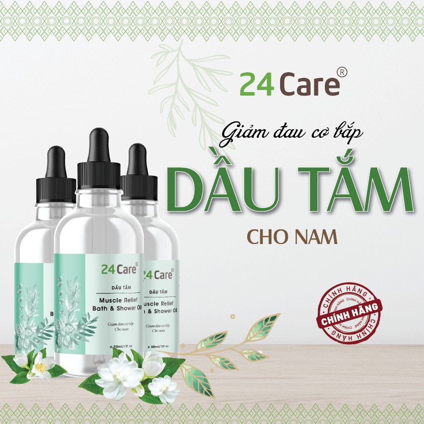 Combo 2 chai dầu tắm 24Care giúp giảm đau cơ - NAM NỮ (30ML/chai)