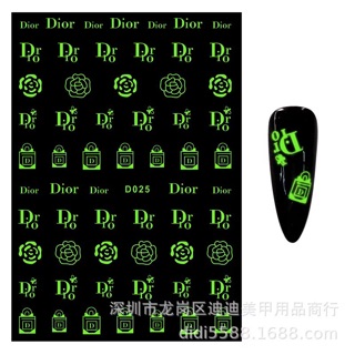 Sticker dạ quang dán móng tay nền đen