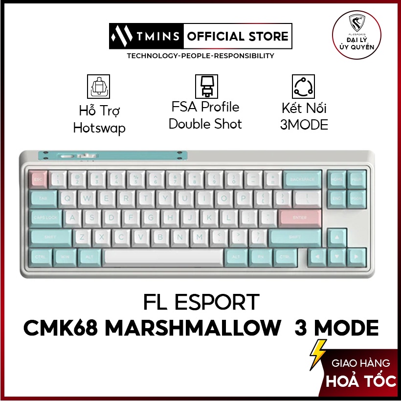 Bàn phím cơ FL-Esports CMK68SAM Mashmallow - Hàng chính hãng