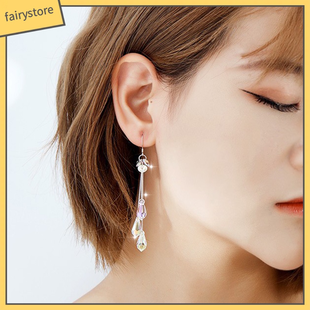 Hoa Tai Dáng Dài Phối Tua Rua Nhiều Màu Sắc Cho Nữ