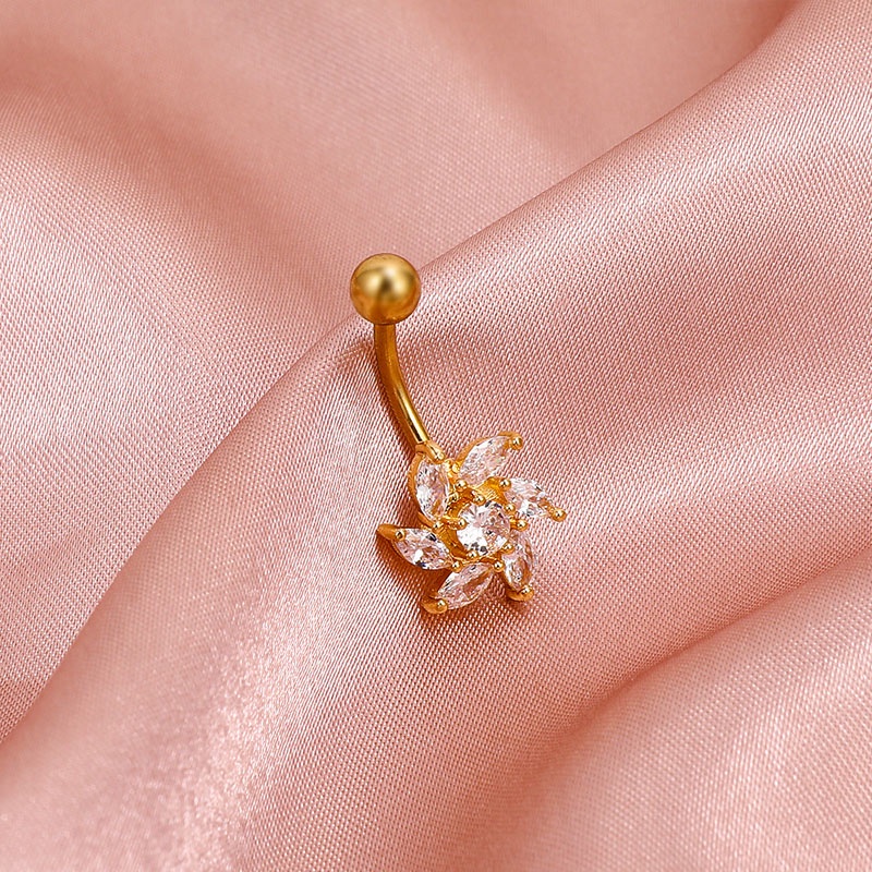 Khuyên rốn hình hoa đính đá thời trang sành điệu cho nữ