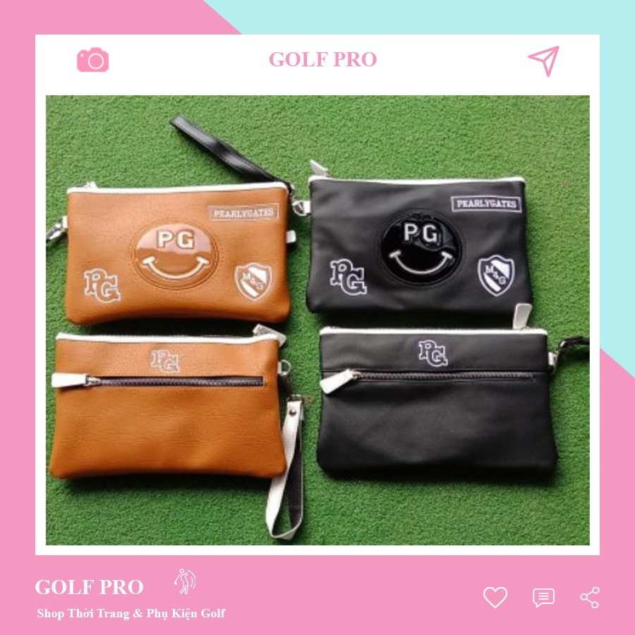 Túi cầm tay chơi golf PG da PU cao cấp clutch nhỏ gọn đựng đồ dùng cá nhân CT004