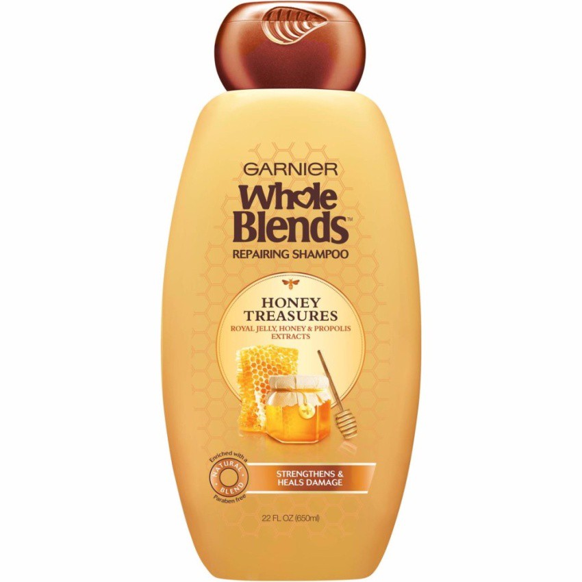 Dầu gội cho tóc hư tổn Garnier Hair Care Whole Blends Honey Treasures Repairing Shampoo 370ml/500ml/650ml (Mỹ)