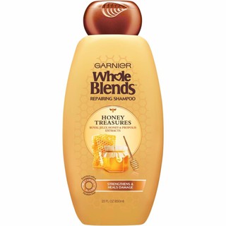 Dầu gội cho tóc hư tổn Garnier Hair Care Whole Blends Honey Treasures Repairing Shampoo 370ml/500ml/650ml (Mỹ)