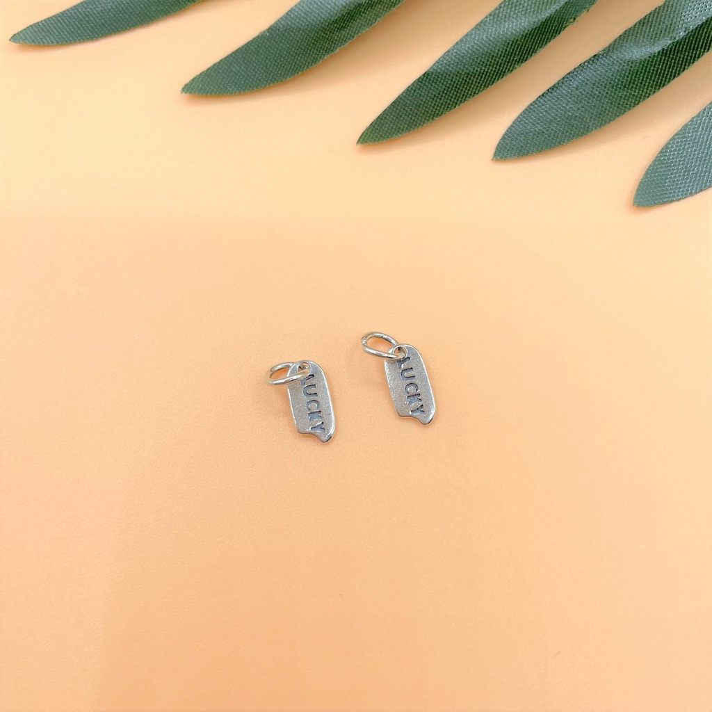 Charm treo hình hạt gạo có chữ Lucky may mắn - Charm Bạc 925 - Mã CA935 CB810