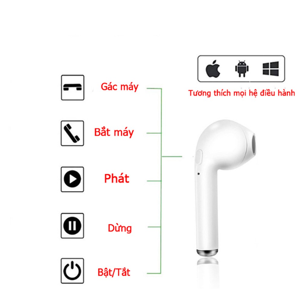 Tai Bluetooth không dây TWS I7s - kiểu dáng nhỏ gọn, nghe 2 tai - Venado