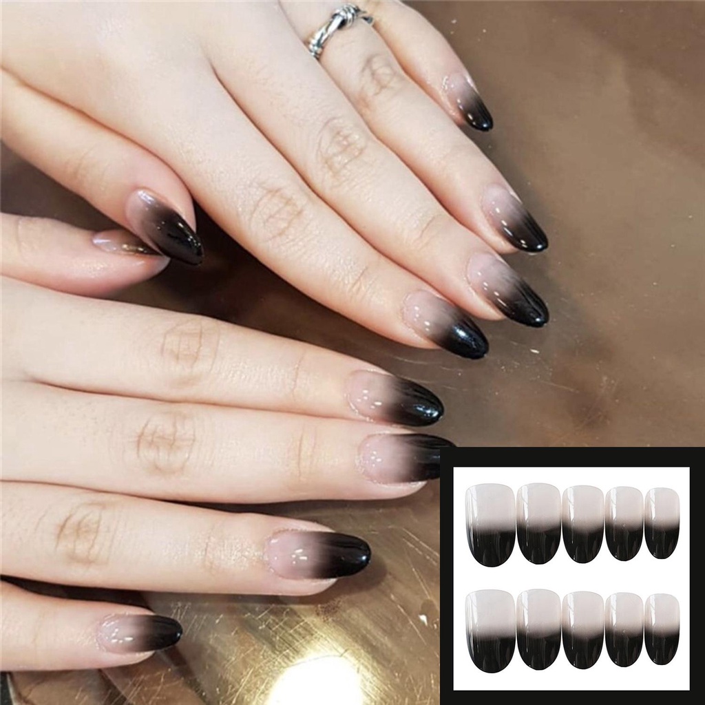 CACTU Bộ 24 Móng Tay Giả Che Phủ Toàn Diện Đầu Tròn Màu Gradient Cho Nữ