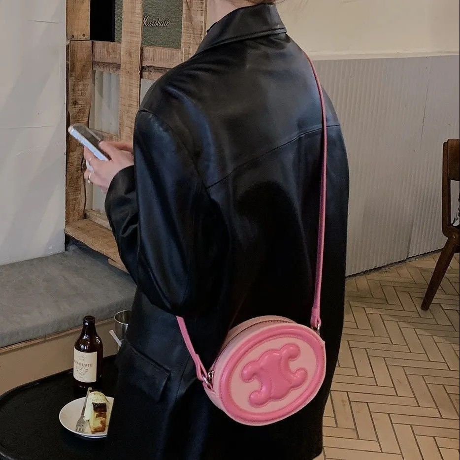 Túi đeo chéo vòng thời trang da dày cao cấp túi đeo vai màu tương phản