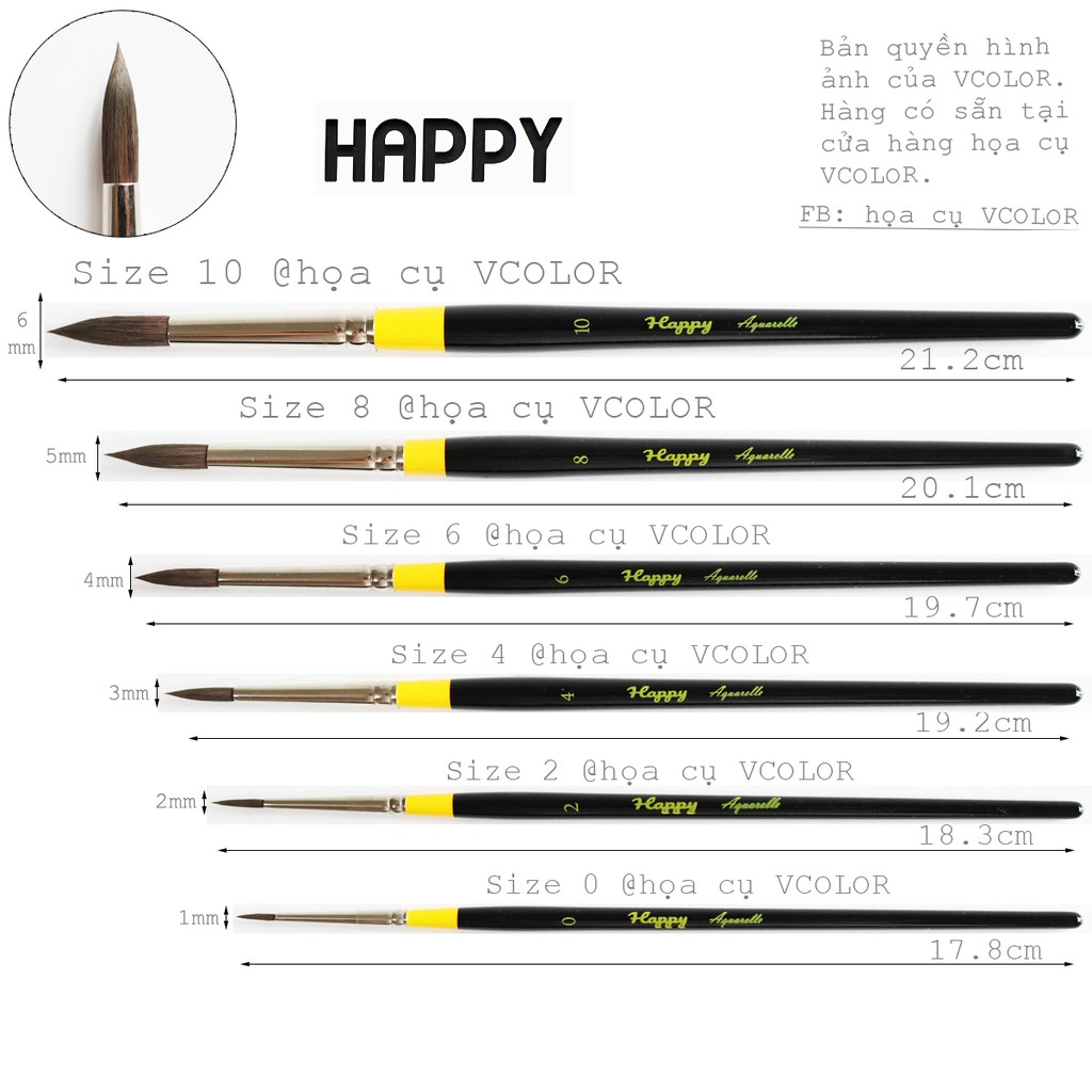 Cọ Happy Pro - Đủ Size - Made in Japan