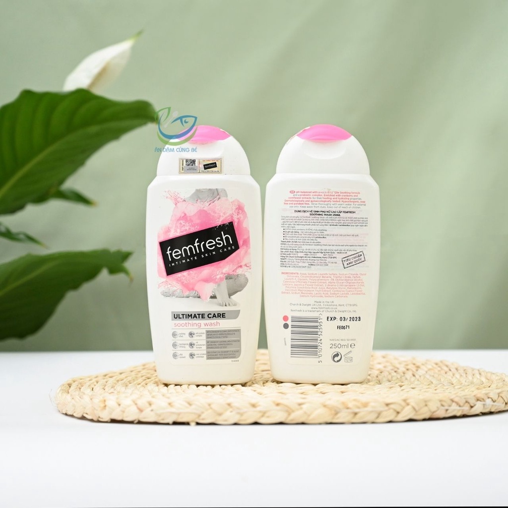 Dung dịch nước rửa vệ sinh vùng kín phụ nữ Femfresh 250ml Anh cao cấp kháng khuẩn co da nhạy cảm chính hãng 50107