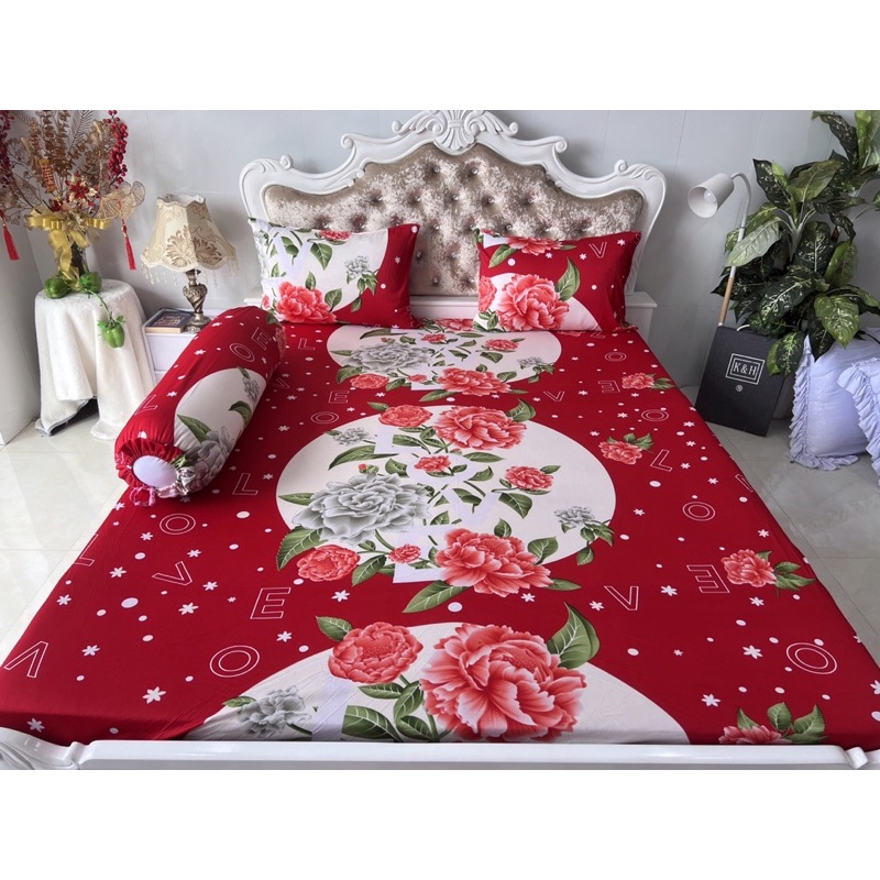 Bộ drap thun hàn quốc 4 món mát mịn, mẫu chữ LOVE siêu đẹp