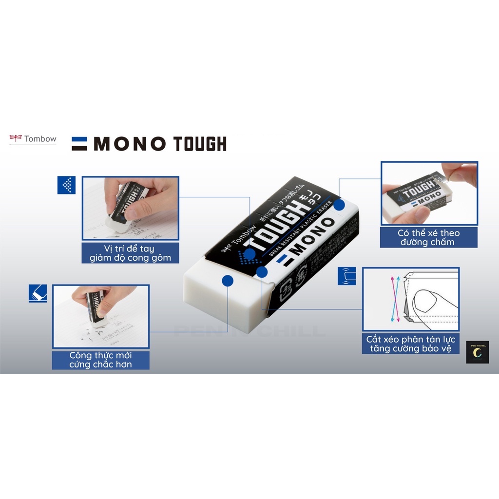 Gôm tẩy siêu cứng chống vỡ vụn Tombow Mono Tough
