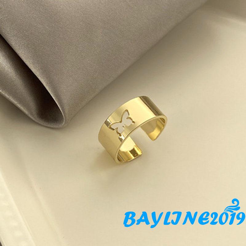 Set 2 Nhẫn Đeo Ngón Tay Kim Loại Hình Bướm Xinh Xắn