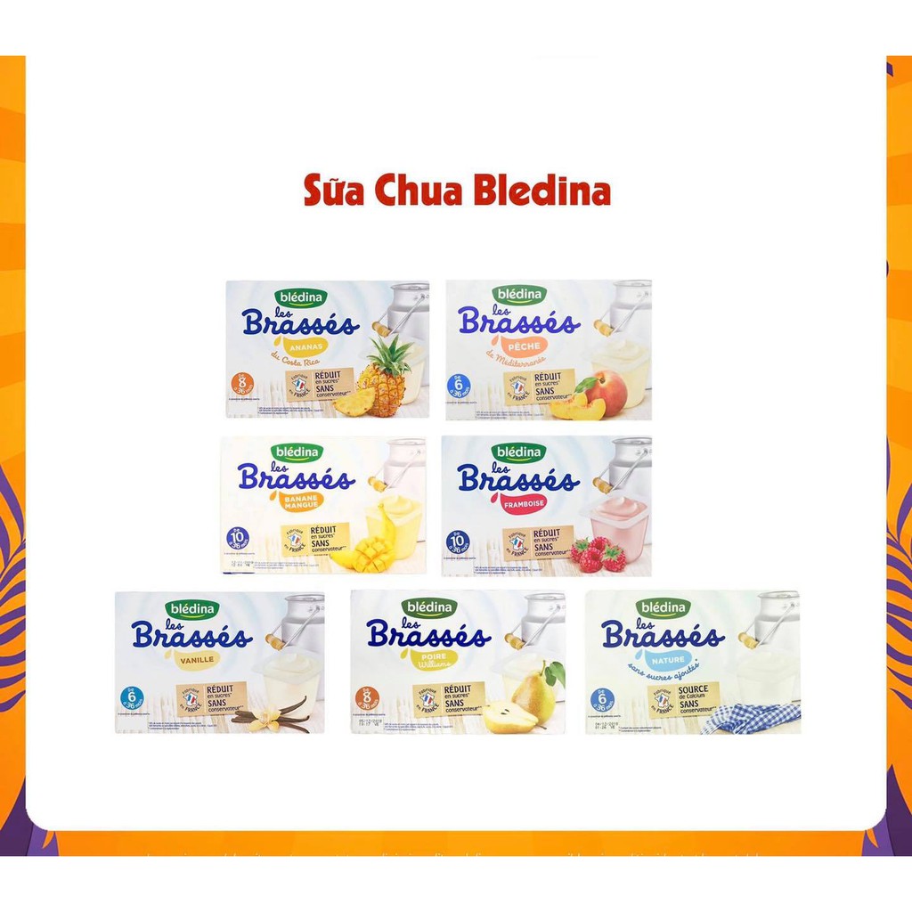 Sữa chua nguội Bledina nhiều vị - Pháp giàu dinh dưỡng (Không cần bảo quản lạnh)