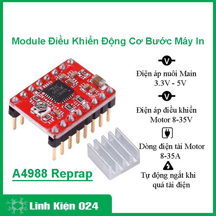 Module điều khiển động cơ bước máy in 3D A4988 Reprap V1 tự ngắt khi quá nhiệt