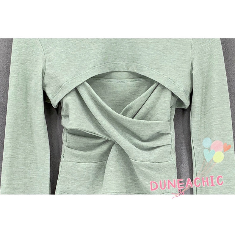 DUNEA Set Áo Thun + Áo Thun Dáng Ngắn Vạt Chéo Quyến Rũ Trẻ Trung Cho Bạn Gái