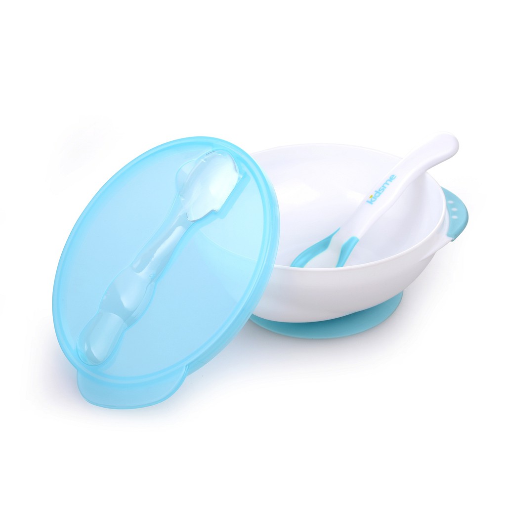 Bộ tô chống trượt kèm muỗng báo nhiệt kidsme