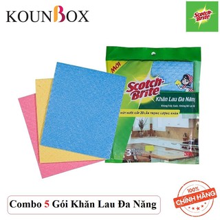 Combo 5 Gói 3 cái Khăn lau Scotch Brite 3M đa năng