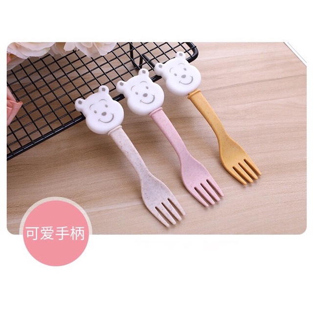 Khay ăn dặm kèm thìa dĩa hình gấu cho bé siêu đáng yêu 2x Mart