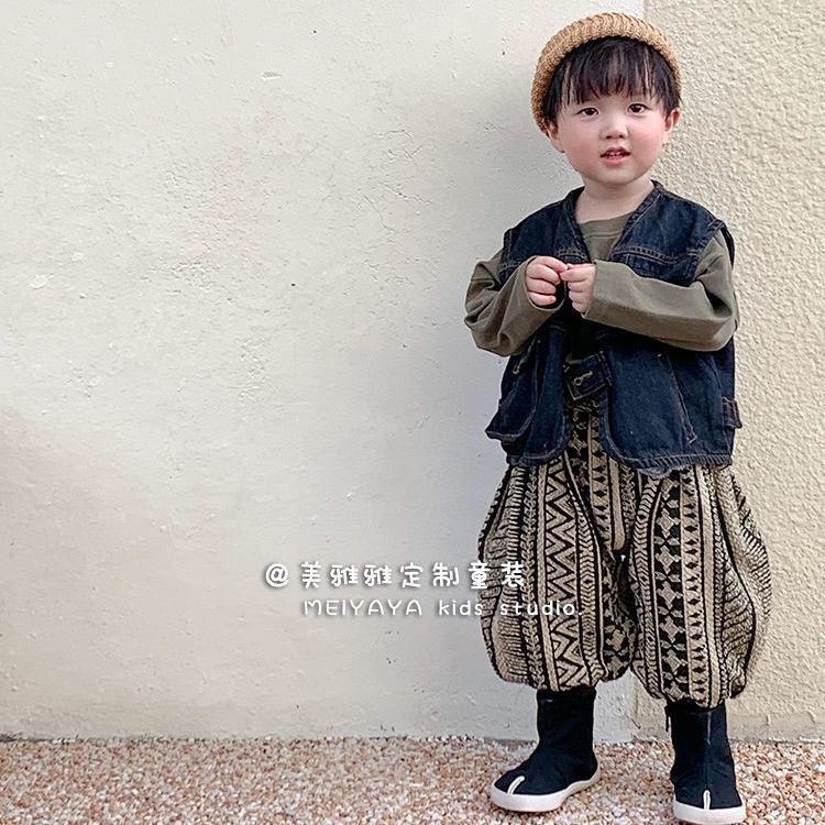 Quần Dài Họa Tiết Thổ Cẩm Cho Bé Trai